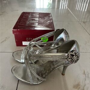 Delicacy Silver Heels with Rhinestone Accents